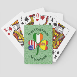 Spanish Irish American Flag Shamrock Personalise Playing Cards