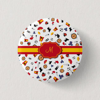 Spanish items with flag to add your monogram 3 cm round badge