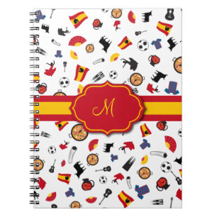 Spanish items with flag to add your monogram notebook