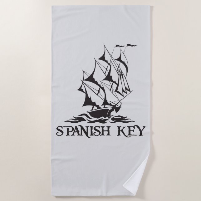 Spanish Key Beach Towel - Black logo (Front)