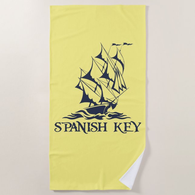 Spanish Key Beach Towel - Navy logo (Front)