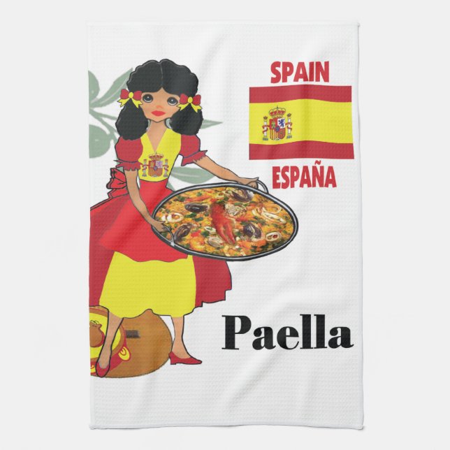 Spanish Kitchen towel- Paella Tea Towel (Vertical)