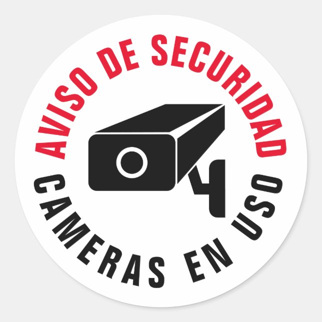 Spanish Language Camera Security Notice Warning Classic Round Sticker (Front)