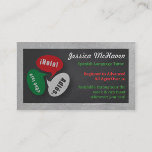 Spanish Language Tutor Business Card