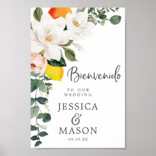 Spanish Magnolia Citrus Wedding Welcome Sign