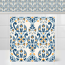 Spanish Majolica Cute Folk Folk Art Cat Pattern