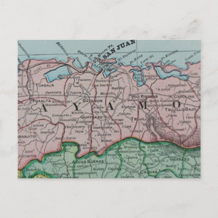 Spanish Map of Puerto Rico's San Juan Region Postcard