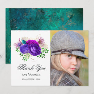 Spanish Mardi Gras Watercolor Floral Quinceañera T Thank You Card
