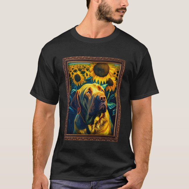 Spanish Mastiff Painting Sunflower Flower Mum Wome T-Shirt (Front)