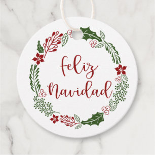 Spanish Merry Christmas, Feliz Navidad, Custom Favour Tags