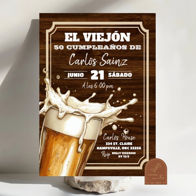 Spanish Mexican Beer El Viejon Birthday Invitation (Creator Uploaded)