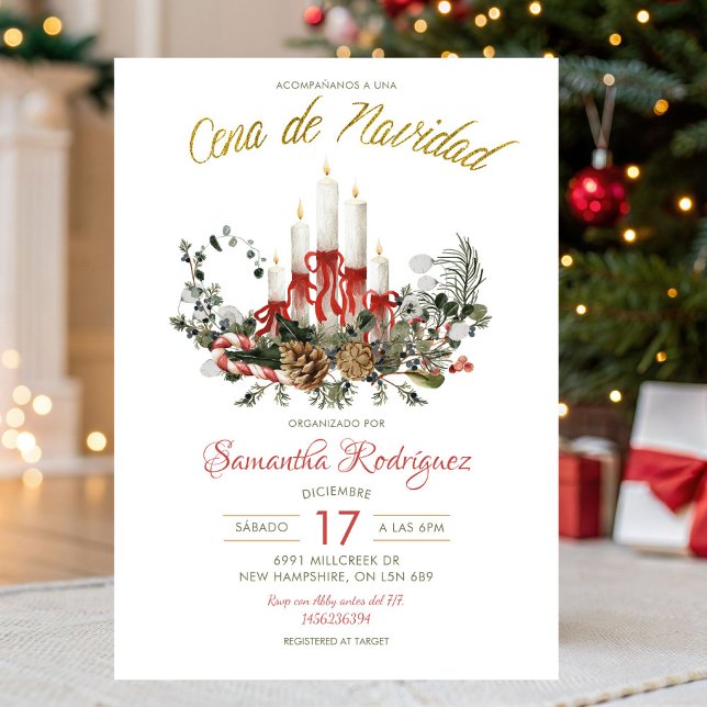 Spanish Mexican Cena De Navidad Christmas Dinner Invitation (Creator Uploaded)