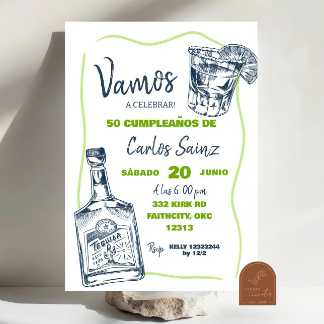 Spanish Mexican Tequila Man Birthday Party Invitation (Creator Uploaded)
