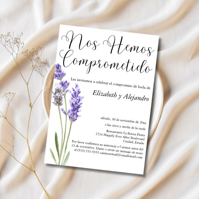 Spanish Minimal Lavender Wedding Engagement Party Invitation (Creator Uploaded)