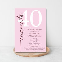 Spanish Minimalist Pink Burgundy 40th Birthday 