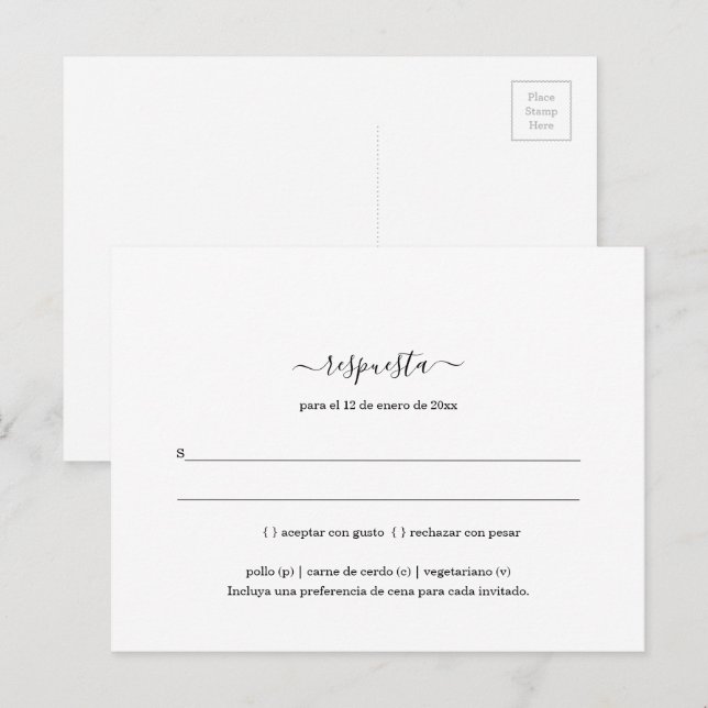 Spanish Minimalist RSVP Postcard (Front/Back)