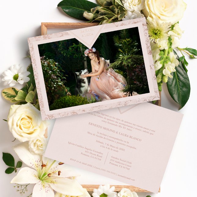 Spanish Mis XV Años Real Rose Gold Fancy Texture (Creator Uploaded)