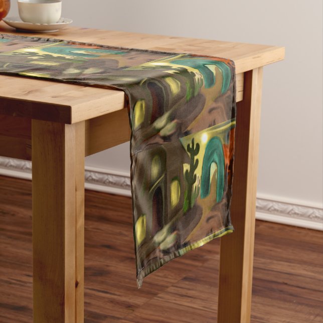Spanish Mission Southwest Abstract Art Medium Table Runner (In Situ)