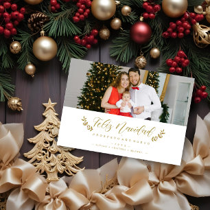 Spanish Modern Typography Merry Christmas Photo