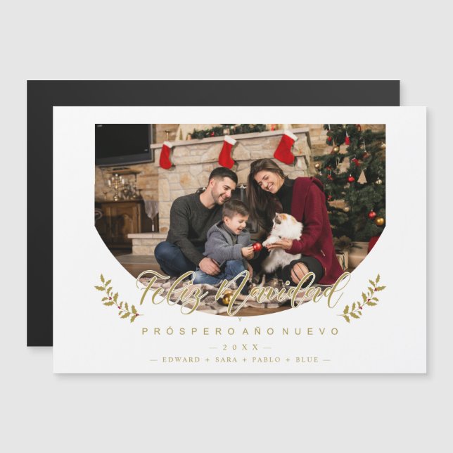 Spanish Moderna Tipography Merry Christmas Photo (Front/Back)