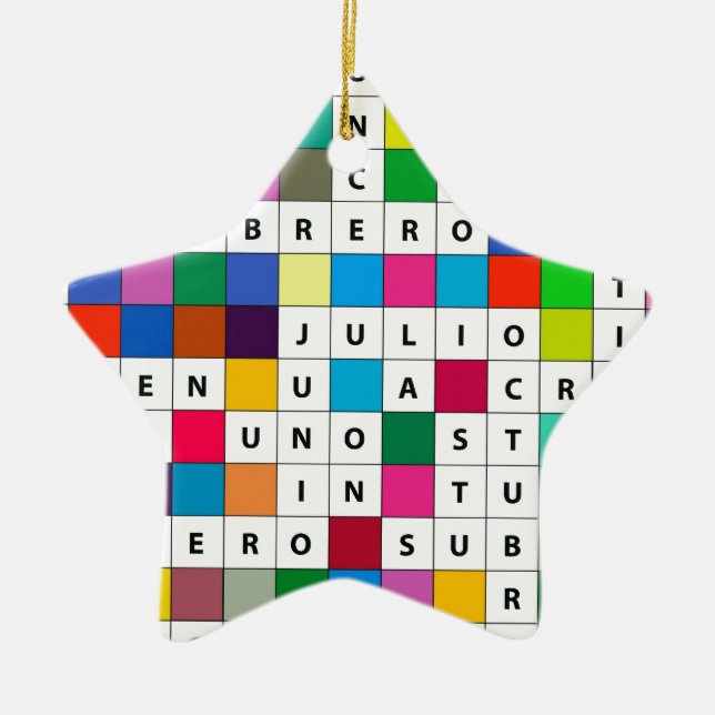 Spanish Months Crossword Design Ornament (Front)