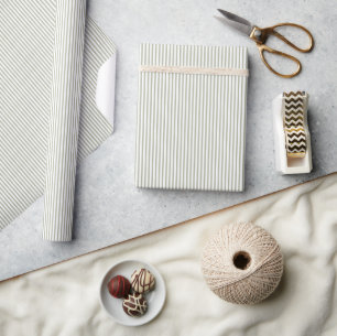 Spanish Moss Green Thin Striped Wrapping Paper