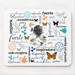 SPANISH Motivational Affirmation Floral Mousepad