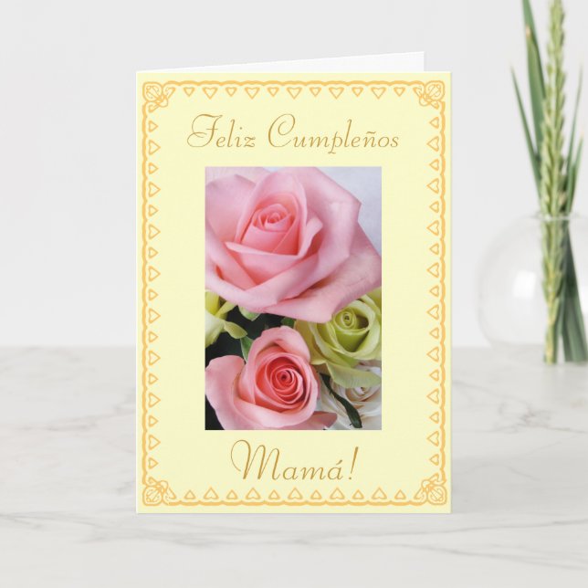 Spanish: Mum's birthday Cumpleanos / Mama Card (Front)