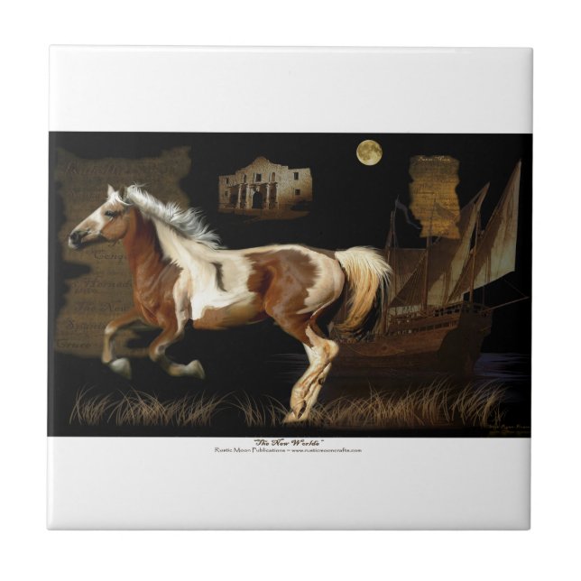 Spanish Mustang New Worlde Horse-lover's Tile (Front)