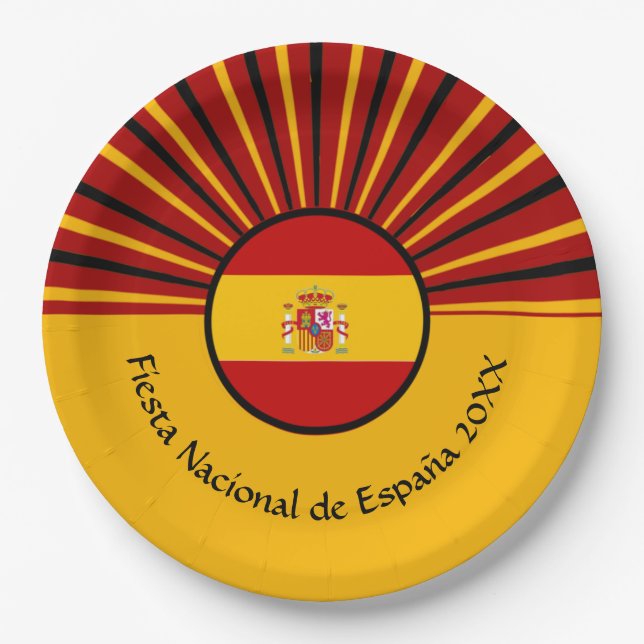 Spanish National Day Celebration Spain Hispanic Paper Plate (Front)