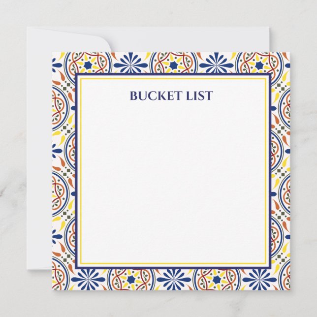 Spanish Navy Yellow Tile Mediterranean Bucket VF Invitation (Front)