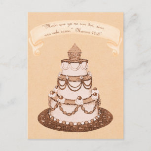 Spanish No Longer 2-1 Flesh~Wedding Cake Scripture Postcard