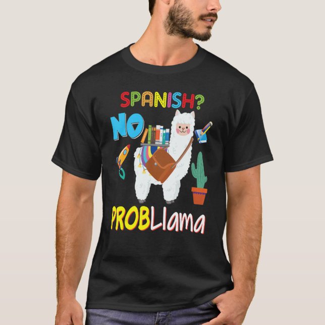Spanish No Probllama Problem Llama Kid Student Tea T-Shirt (Front)