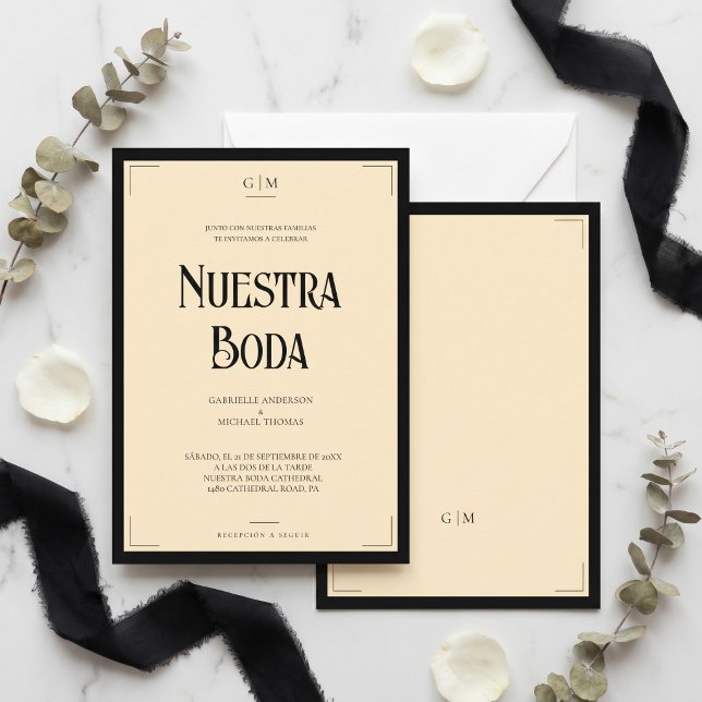 Spanish Nuestra Boda Art Deco Eegant Wedding Invitation (Creator Uploaded)