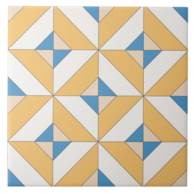 Spanish Orange Blue Pink Geometric Mediterranean Tile (Front)