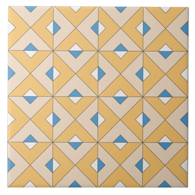 Spanish Orange Blue Pink Geometric Mediterranean Tile (Front)
