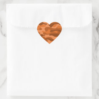 Spanish Orange Monocolor Camo Heart Sticker