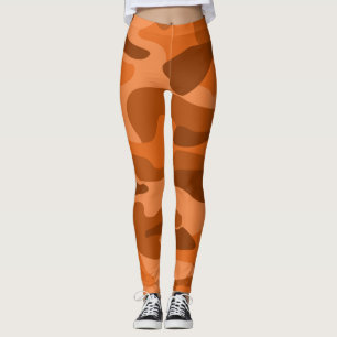 Spanish Orange Monocolor Camo Leggings