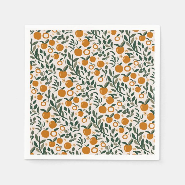 Spanish Orchard - pattern of oranges and leaves Napkin (Front)