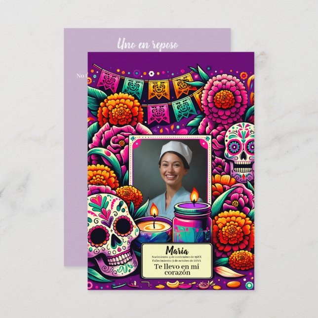 Spanish Our Lady of Guadalupe Prayer skull (Front/Back)