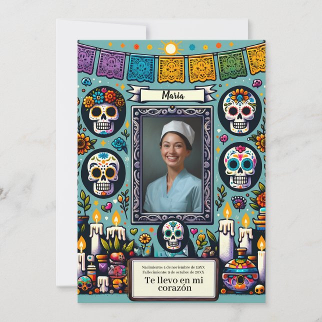 Spanish Our Lady of Guadalupe Prayer skull Invitat Invitation (Front)