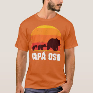 Spanish Papa Bear - Dad of Twins- Papa Oso Retro  T-Shirt