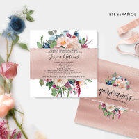 Spanish, Pastel Floral and Rose Gold Quinceañera