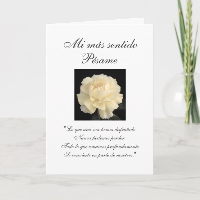 Spanish: Pesame B&W sympathy card (Front)