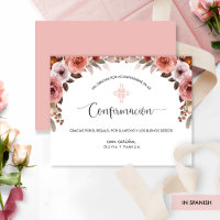 Spanish Pink Floral Girl's Confirmation Thank You