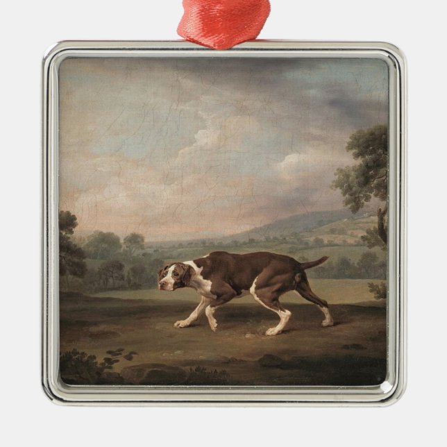Spanish Pointer Dog (by George Stubbs) Metal Tree Decoration (Front)