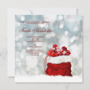 Spanish Present Filled Santa Sack Christmas Invitation