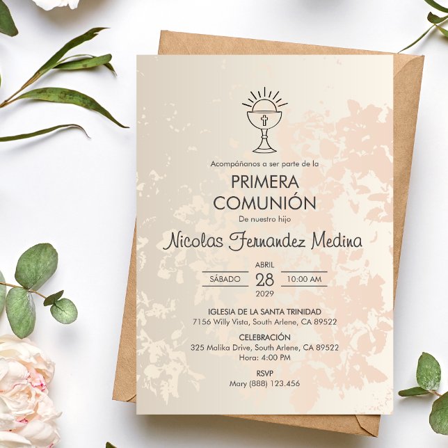 Spanish Primera Comunion Catholic First Communion Invitation (Creator Uploaded)
