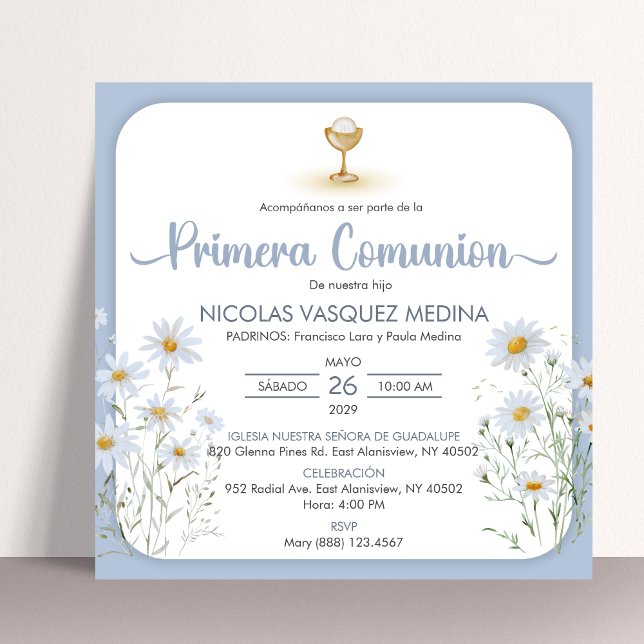 Spanish Primera Comunion Chalice First Communion Invitation (Creator Uploaded)