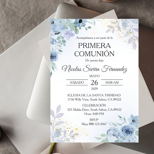 Spanish Primera Comunion Cute First Communion Invitation (Creator Uploaded)